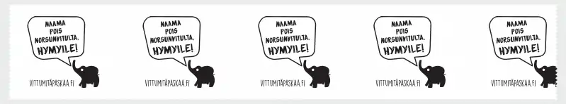 Painettu teippi valkoiselle pohjalle yhdellä värillä